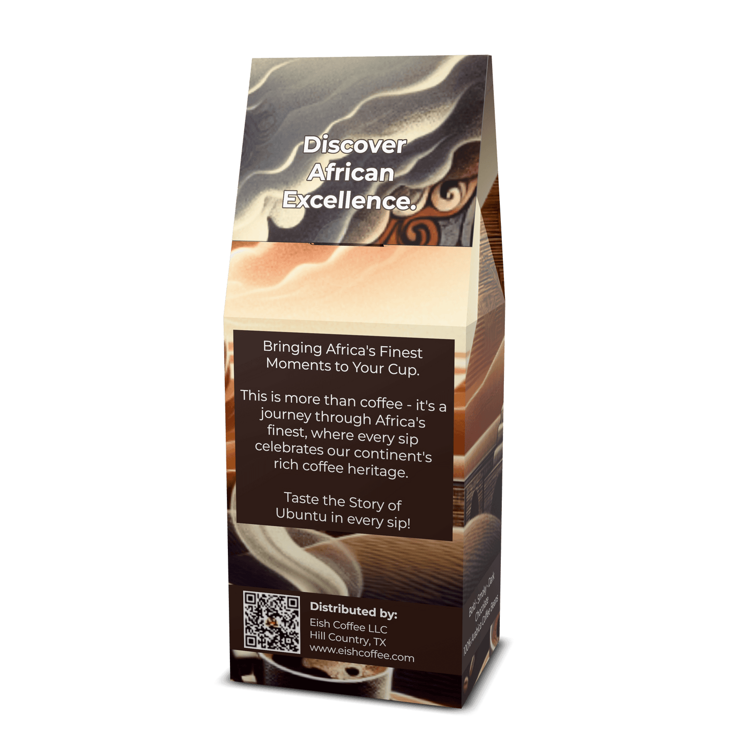 African coffee package showcasing rich heritage and excellence in every sip.