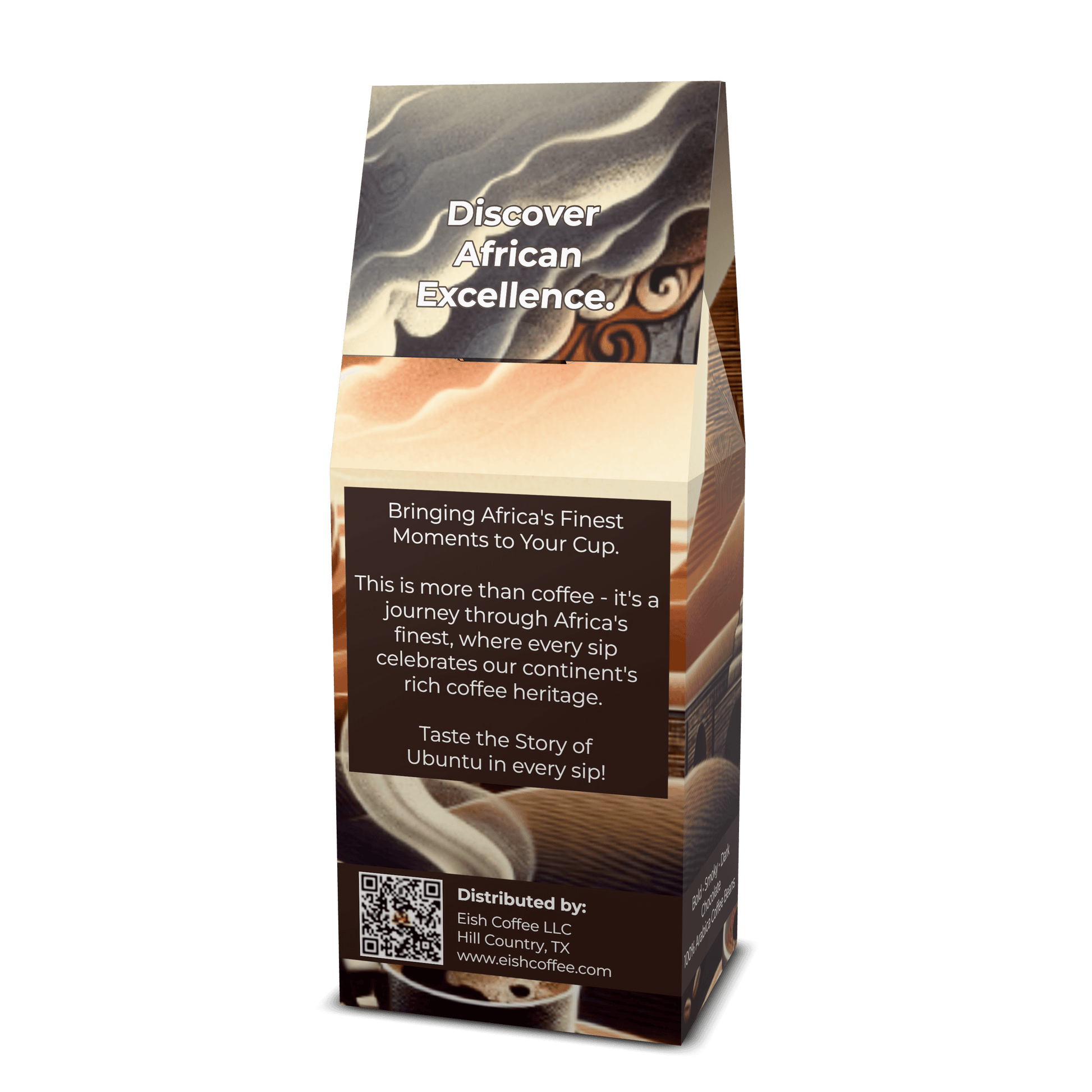 African coffee package showcasing rich heritage and excellence in every sip.